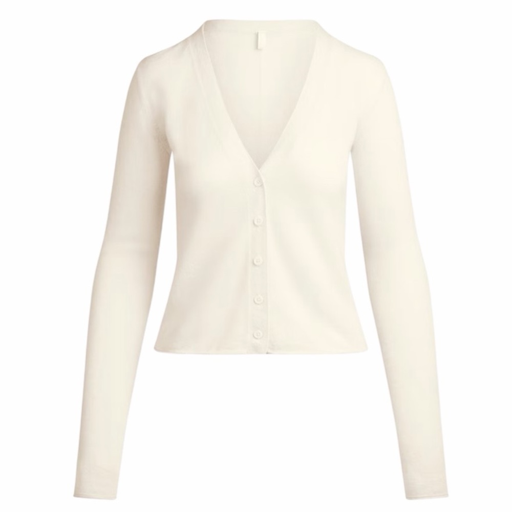 SKIMS Featherweight Cashmere Cardigan Egret - Picture 2 of 8